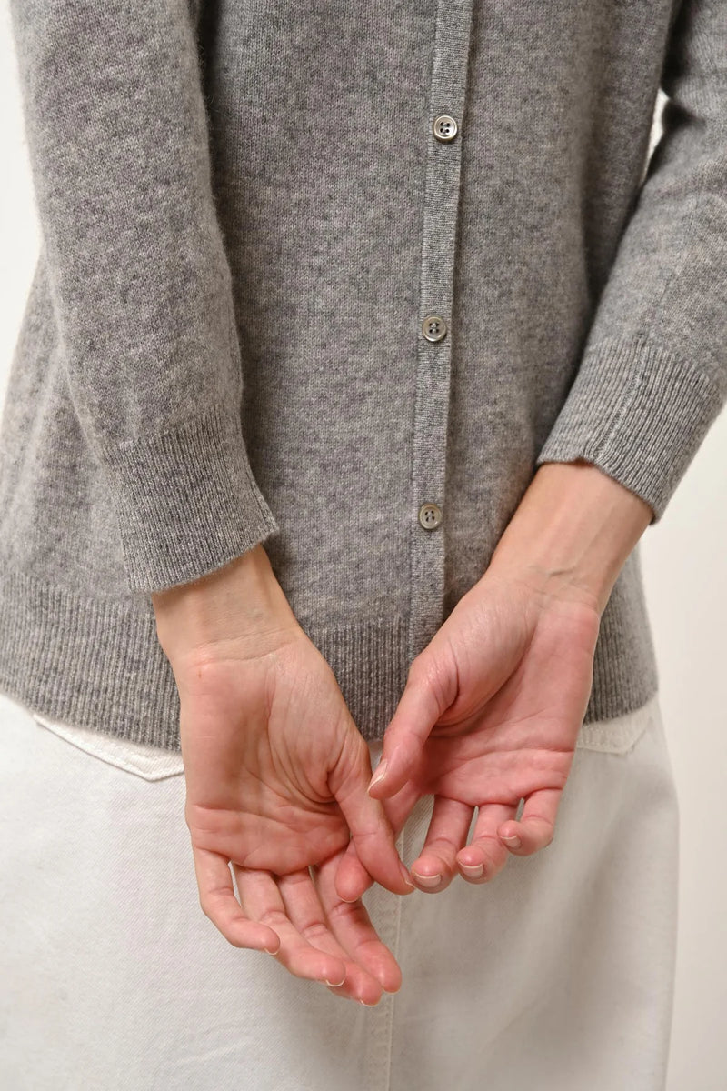 Pull Col Rond Boutonné Dos - Janice - Nuage Chiné