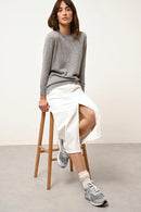 Pull Col Rond Boutonné Dos - Janice - Nuage Chiné