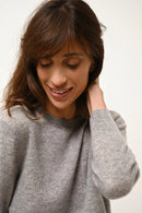 Pull Col Rond Boutonné Dos - Janice - Nuage Chiné