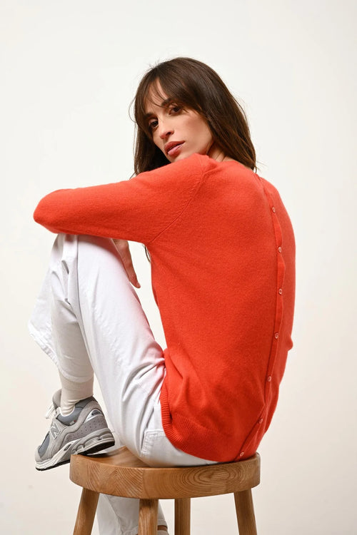 Pull Col Rond Boutonné Dos - Janice - Orange