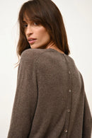 Pull Col Rond Boutonné Dos - Janice - Taupe Chiné