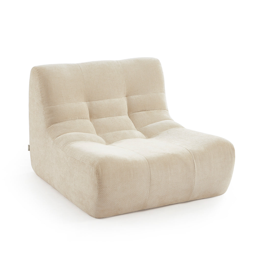 Janis - Modular Single-Seat Armchair - Chenille Fabric - Ecru