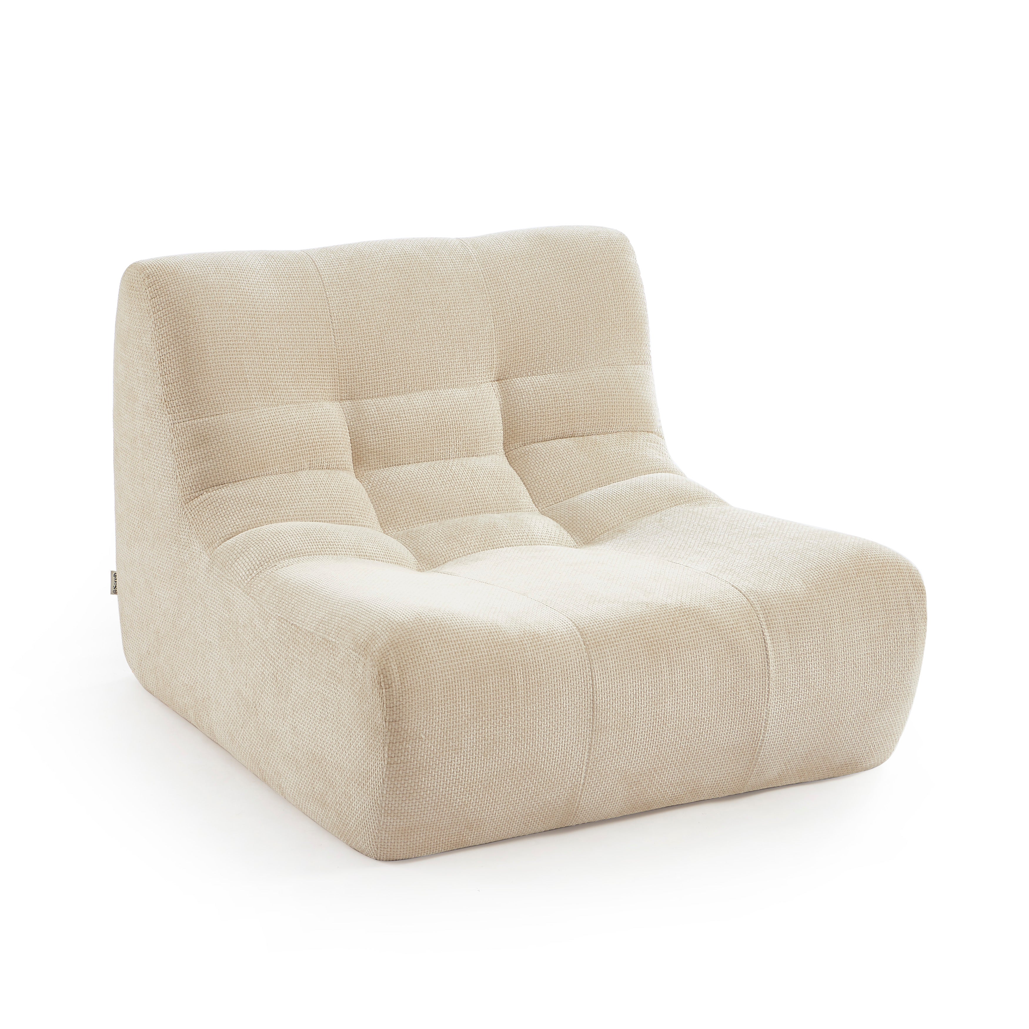 Janis - Modular Single-Seat Armchair - Chenille Fabric - Ecru