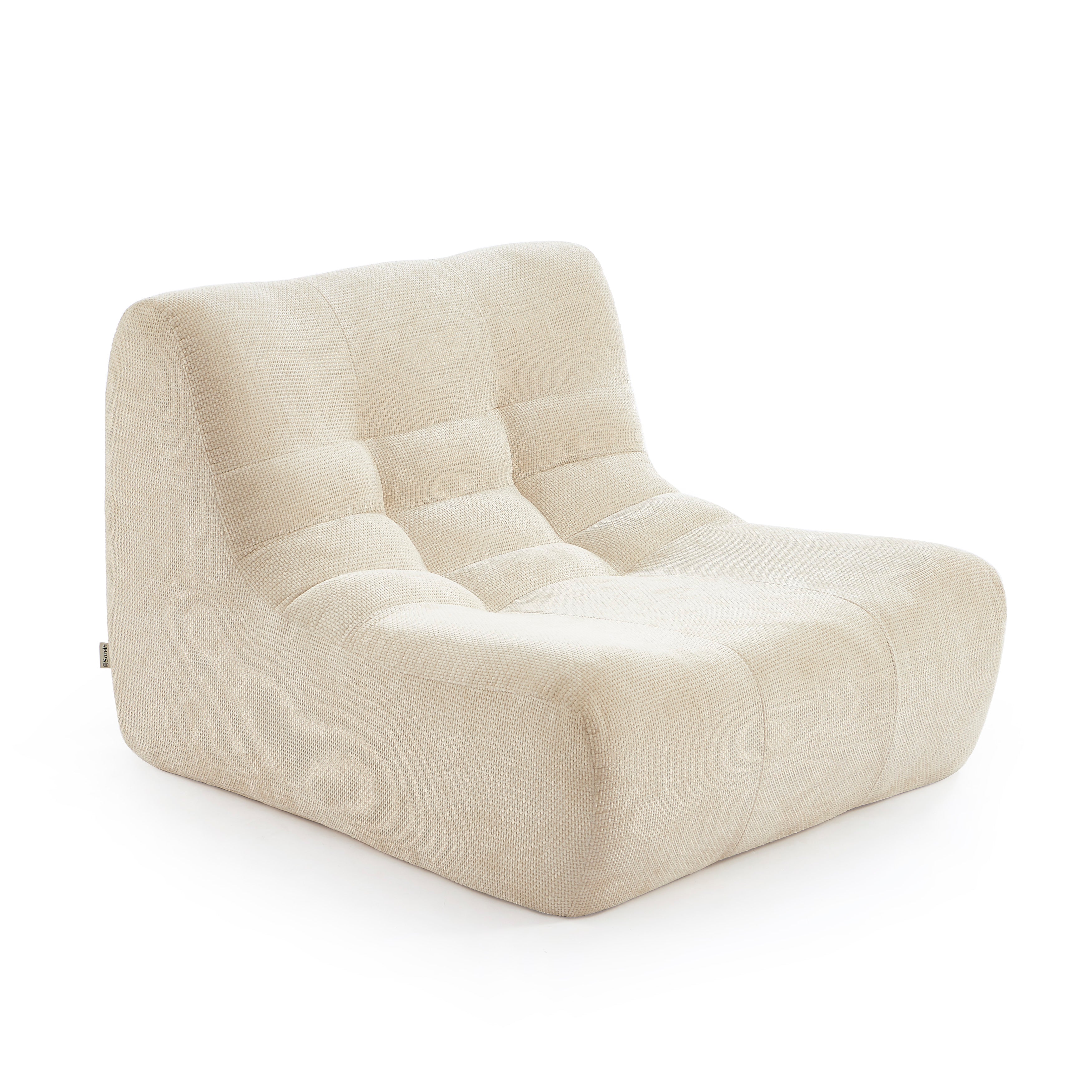 Janis - Modular Single-Seat Armchair - Chenille Fabric - Ecru