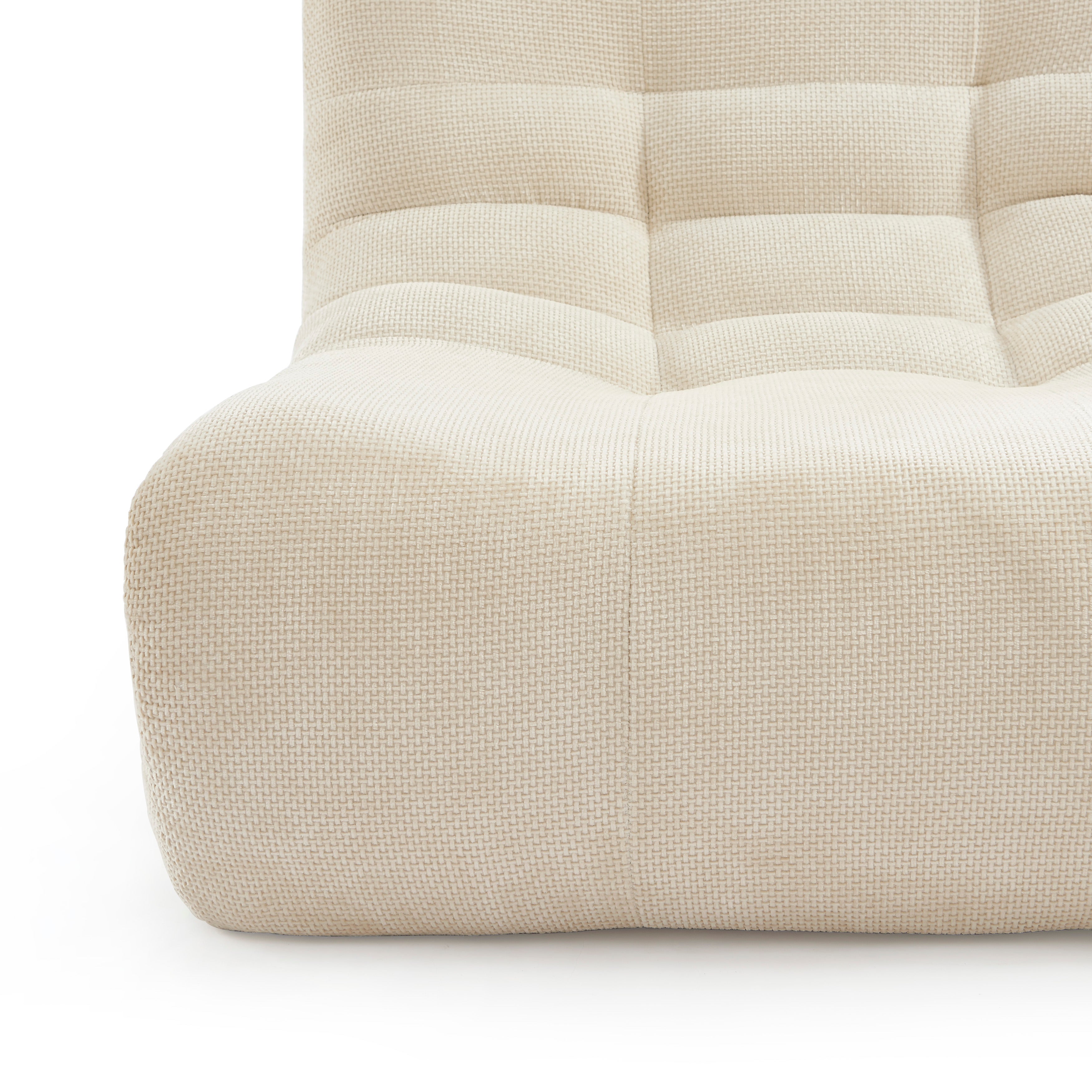 Janis - Modular Single-Seat Armchair - Chenille Fabric - Ecru