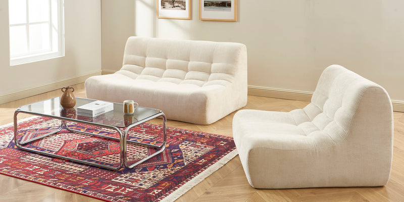 Chauffeuse Janis Modulable Une Place - Tissu Chenille Écru