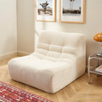 Janis - Modular Single-Seat Armchair - Chenille Fabric - Ecru