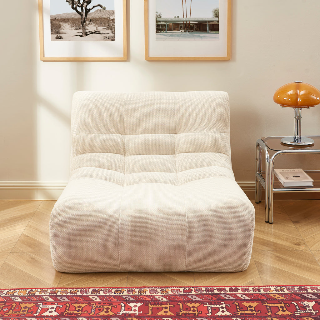 Janis - Modular Single-Seat Armchair - Chenille Fabric - Ecru