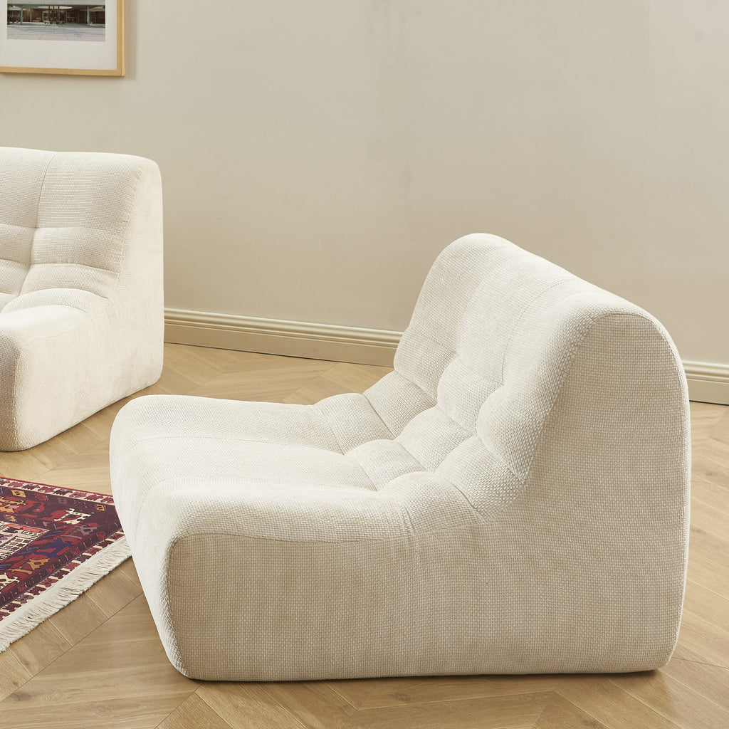 Janis - Modular Single-Seat Armchair - Chenille Fabric - Ecru