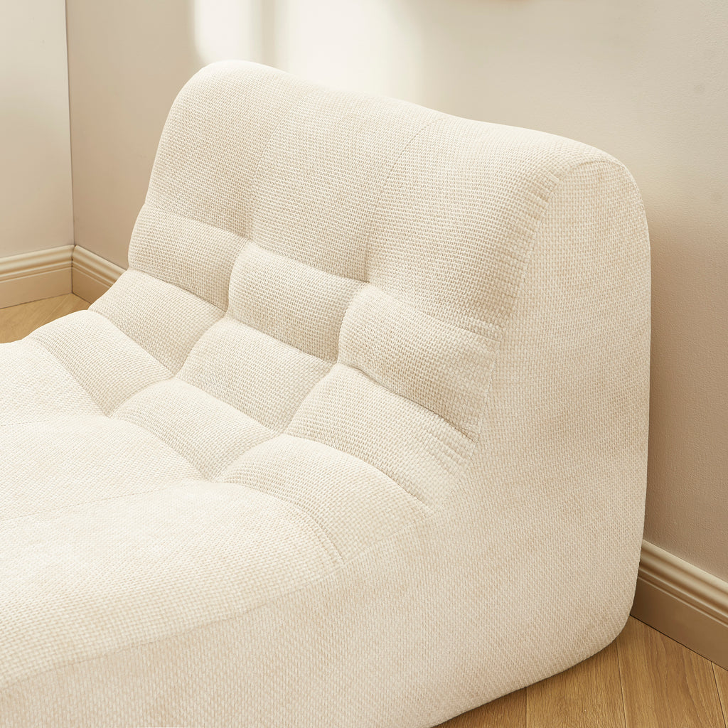 Janis - Modular Single-Seat Armchair - Chenille Fabric - Ecru