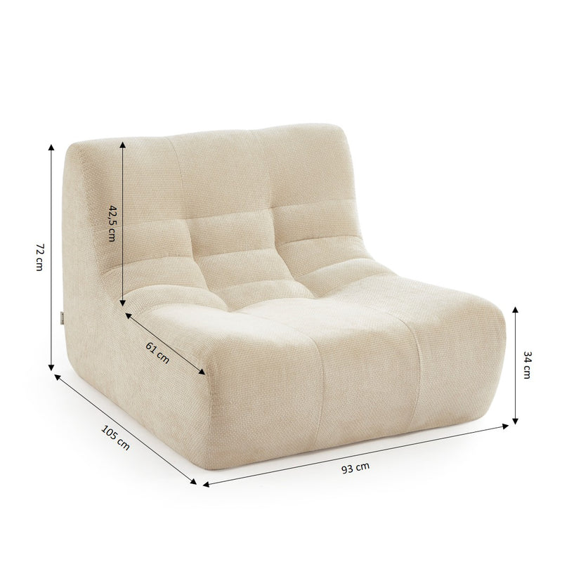 Chauffeuse Janis Modulable Une Place - Tissu Chenille Écru