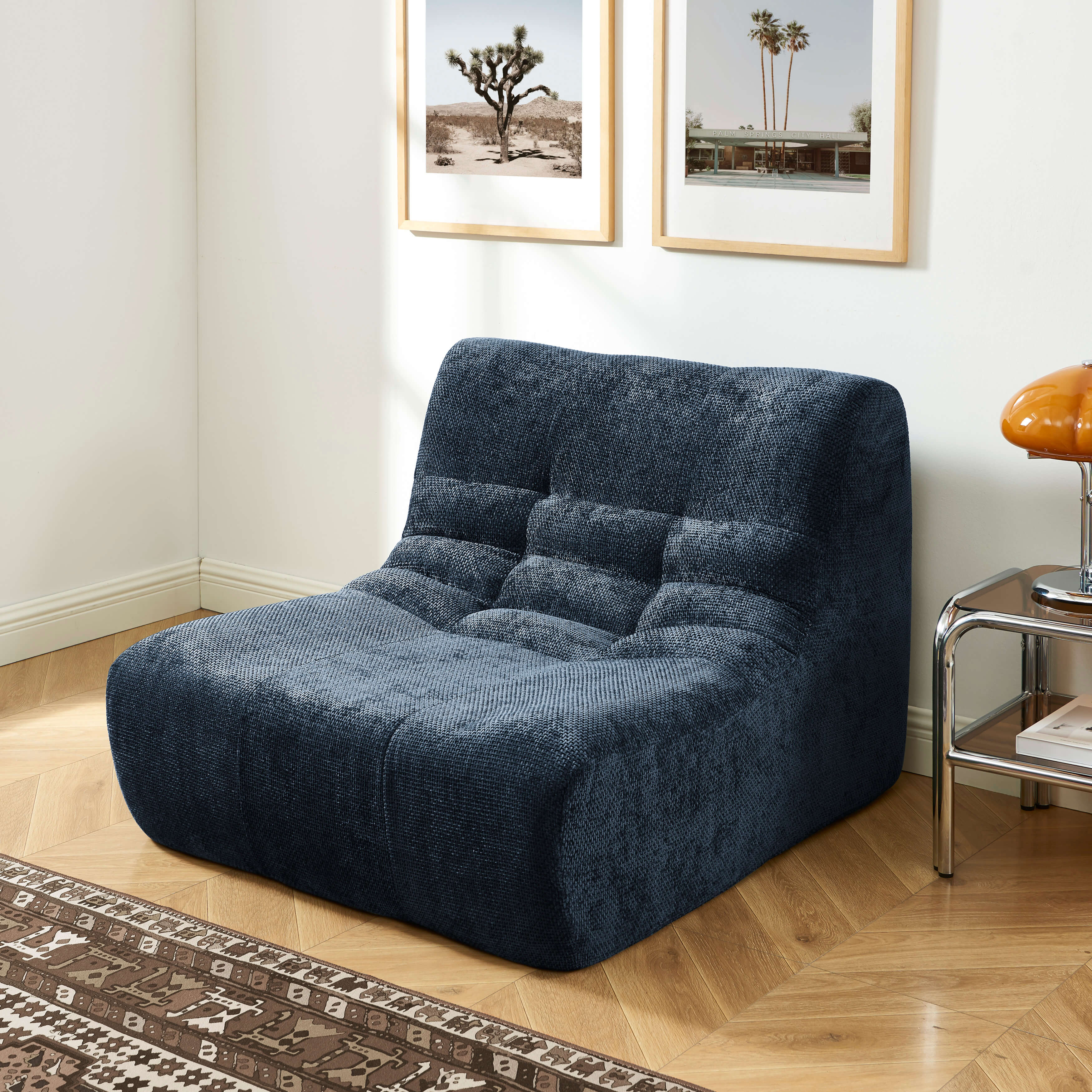 Janis - Armchair - Chenille Fabric - Blue