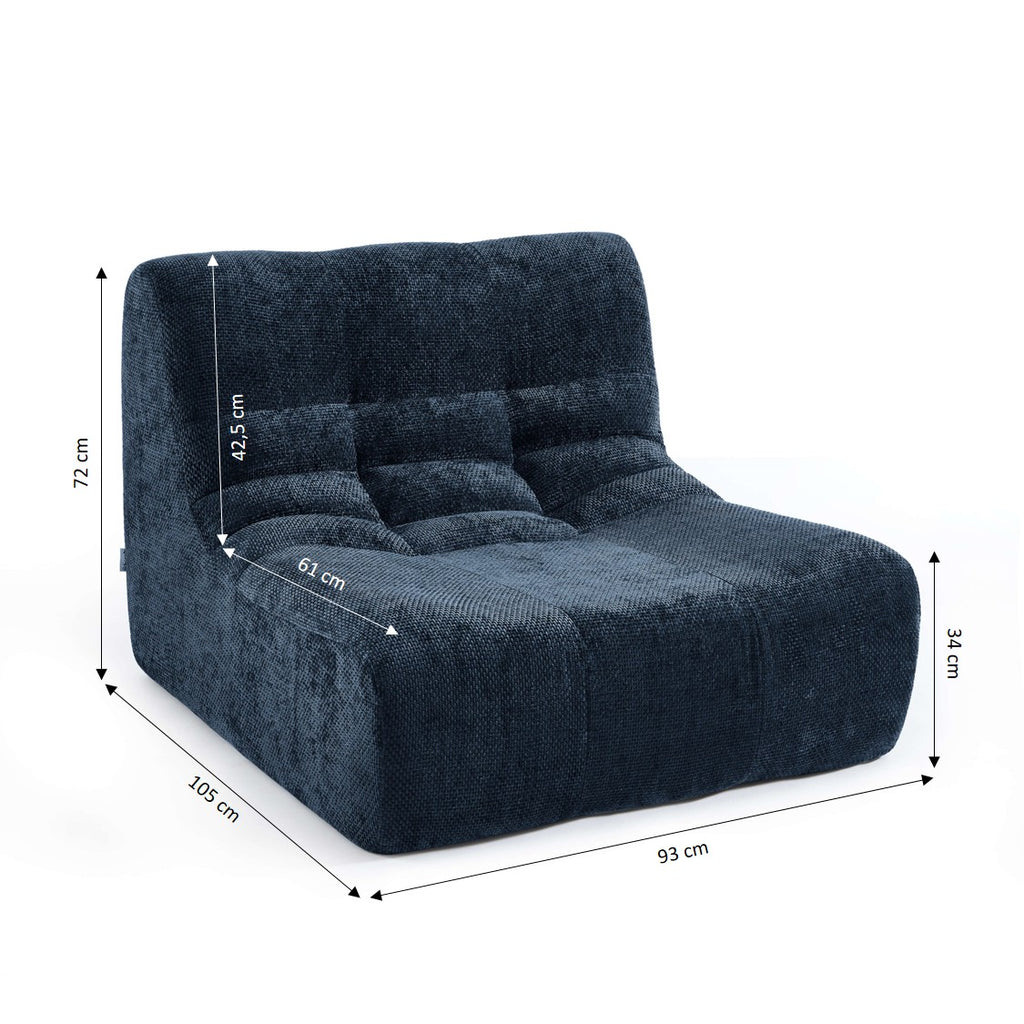 Janis - Armchair - Chenille Fabric - Blue