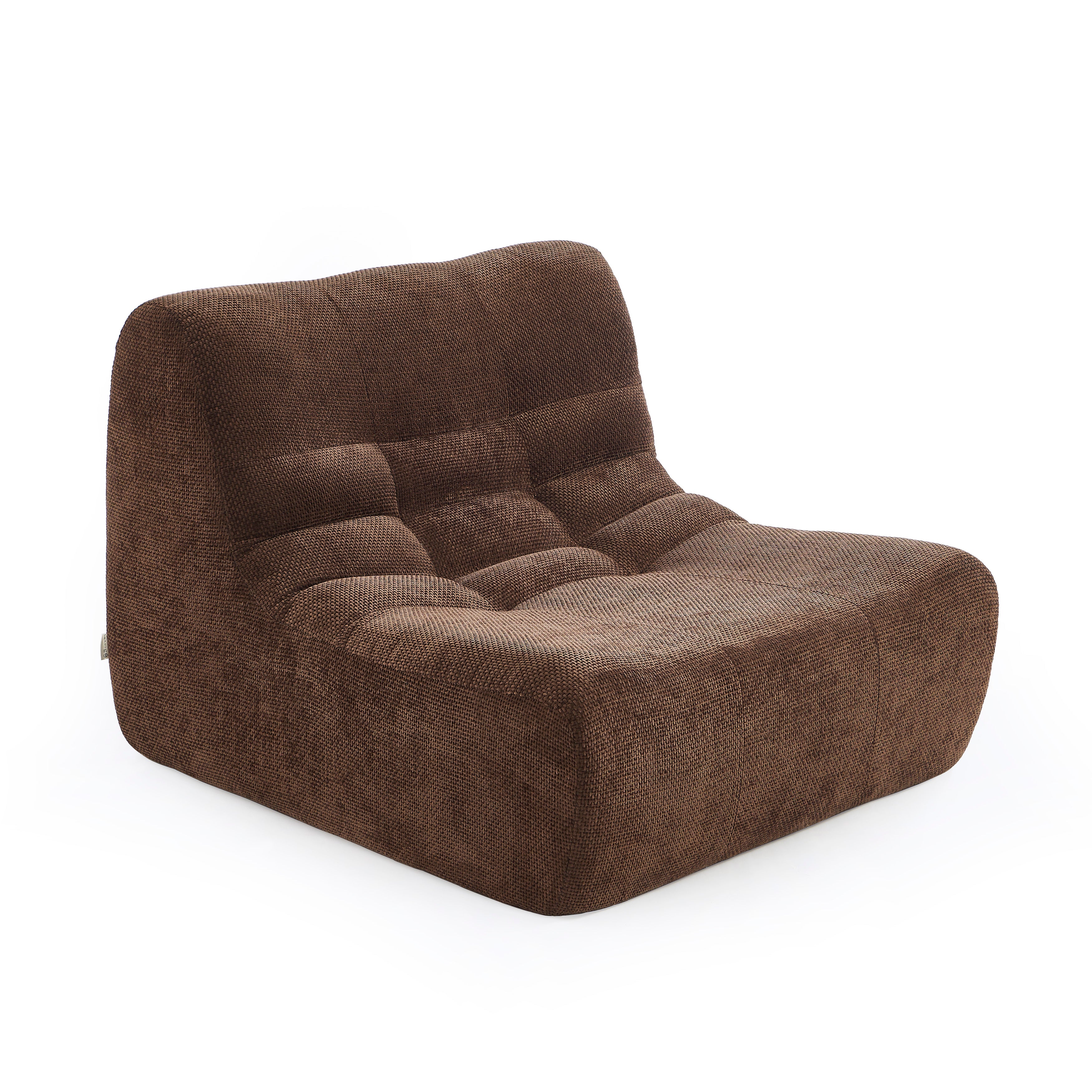 Janis - Modular 1-Seat Armchair - Chenille Fabric - Brown
