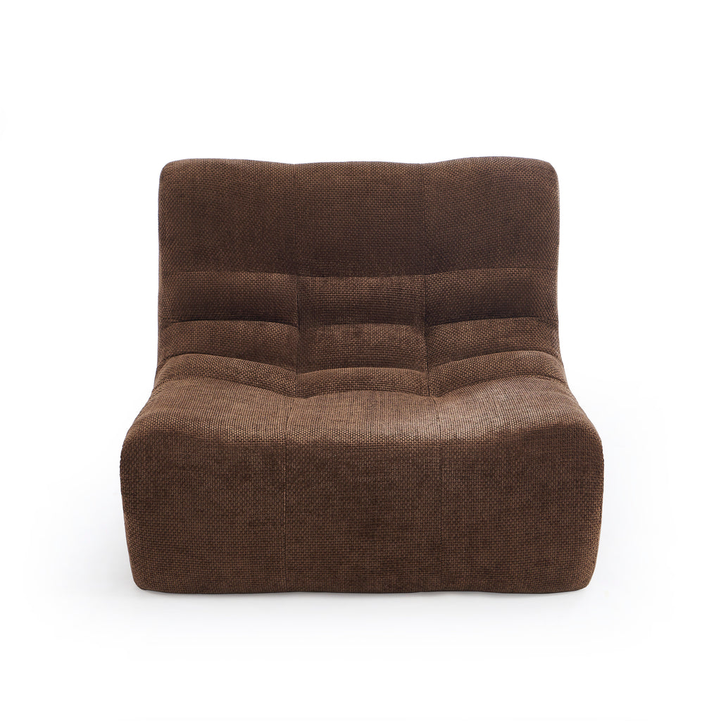 Janis - Modular 1-Seat Armchair - Chenille Fabric - Brown