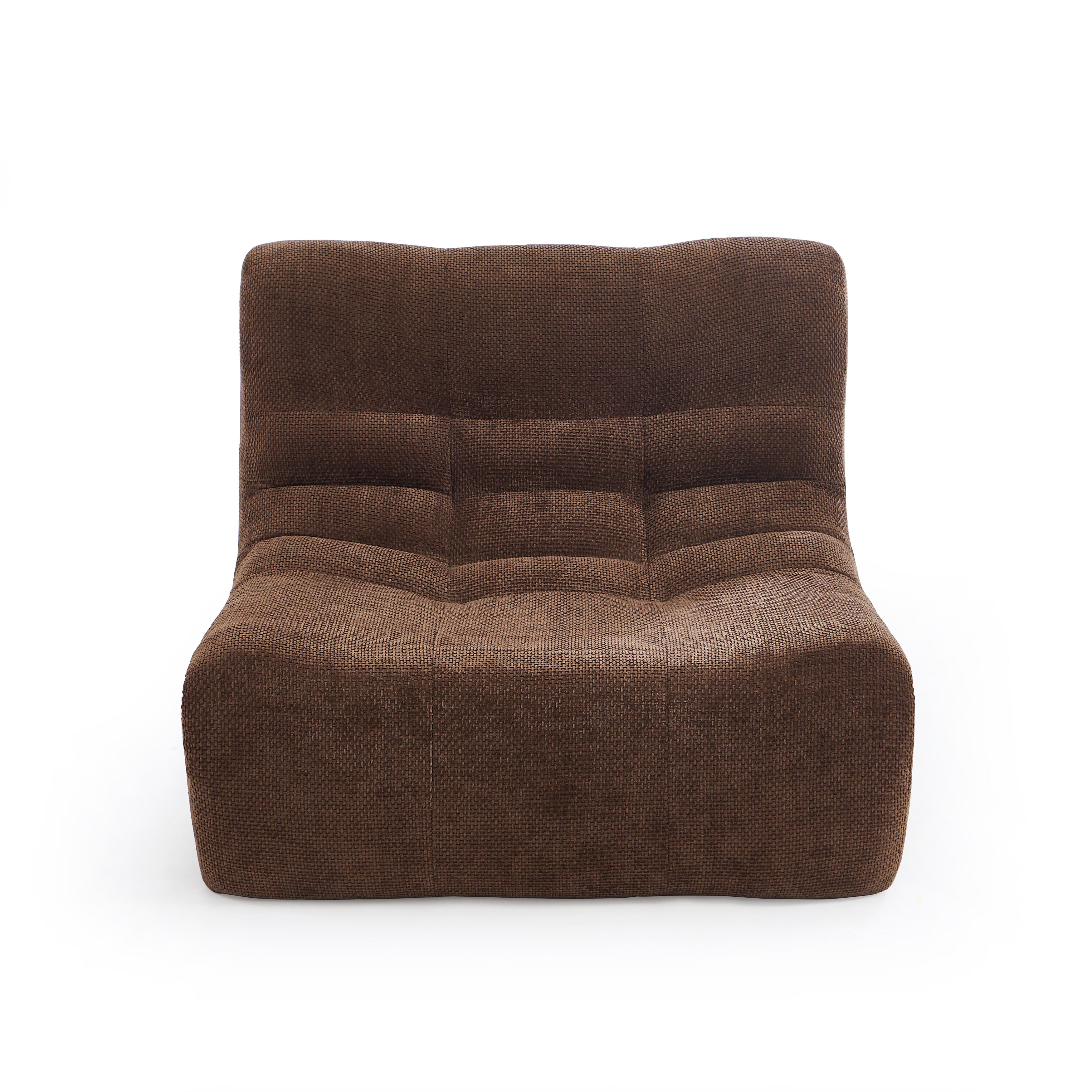 Janis - Modular 1-Seat Armchair - Chenille Fabric - Brown