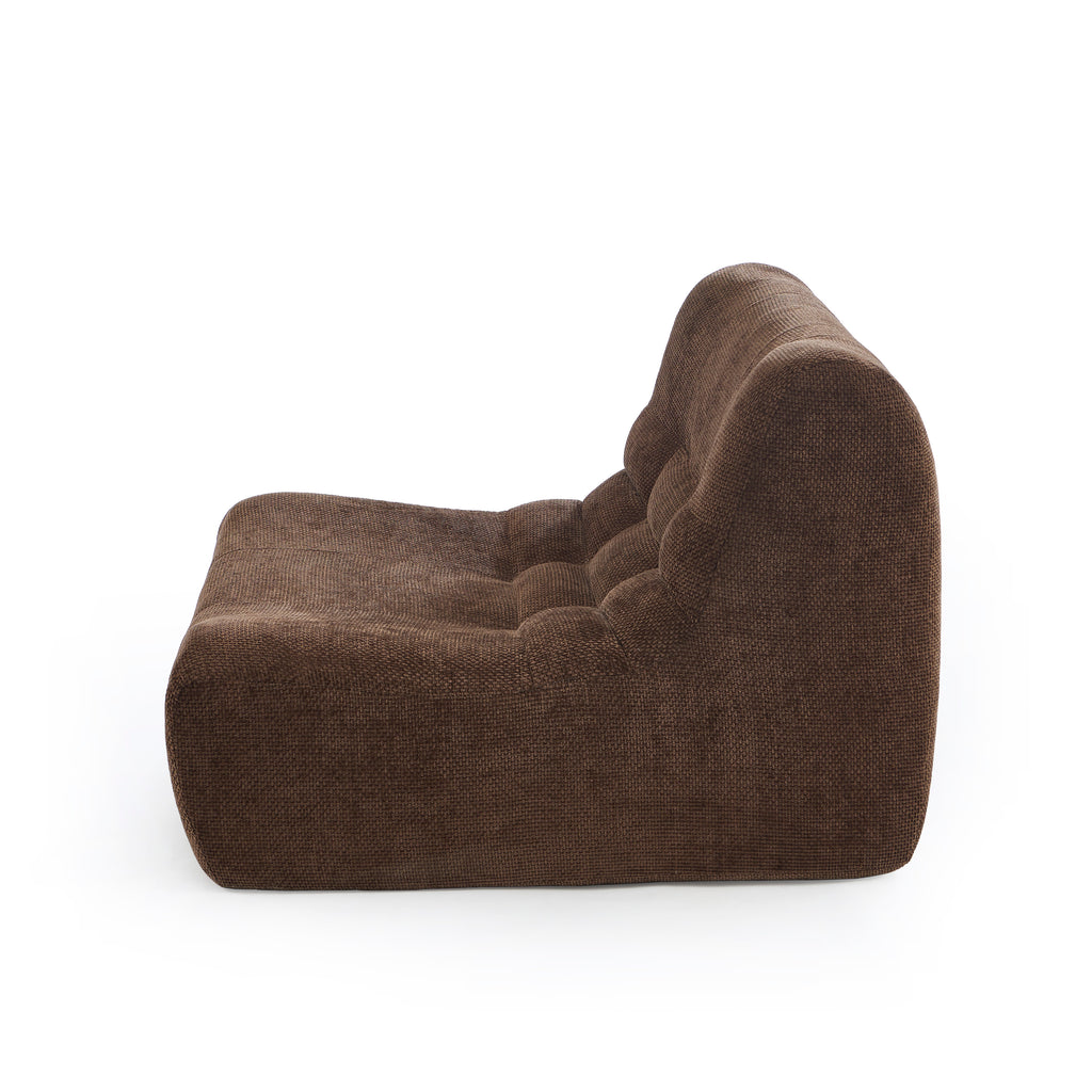 Janis - Modular 1-Seat Armchair - Chenille Fabric - Brown