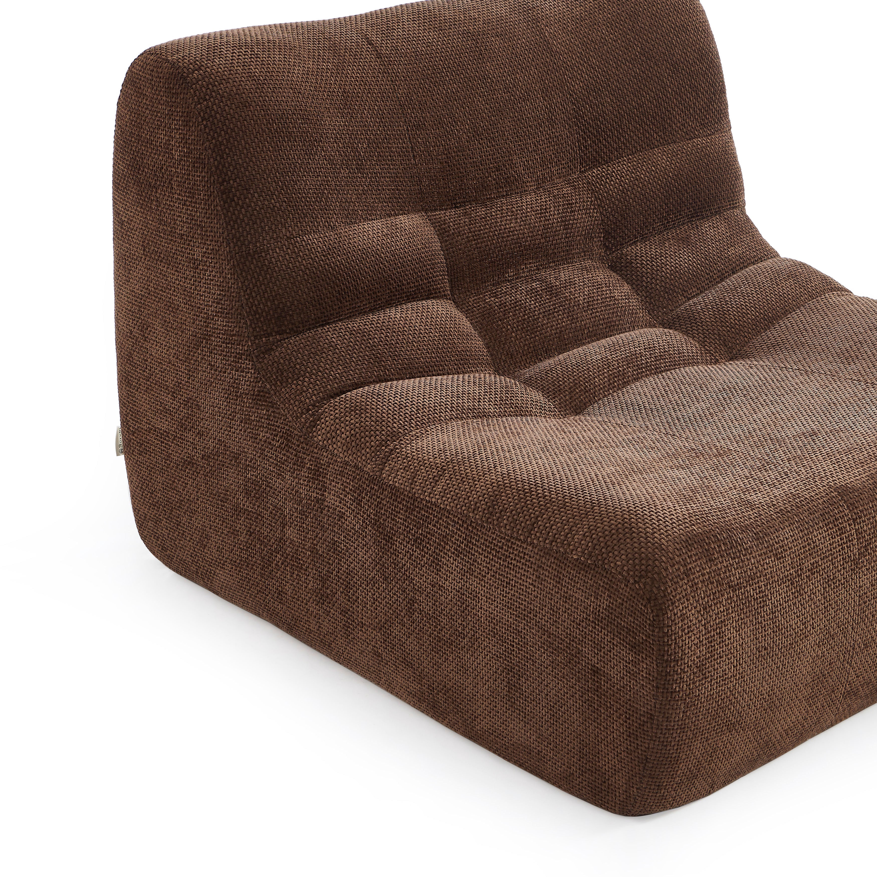 Janis - Modular 1-Seat Armchair - Chenille Fabric - Brown