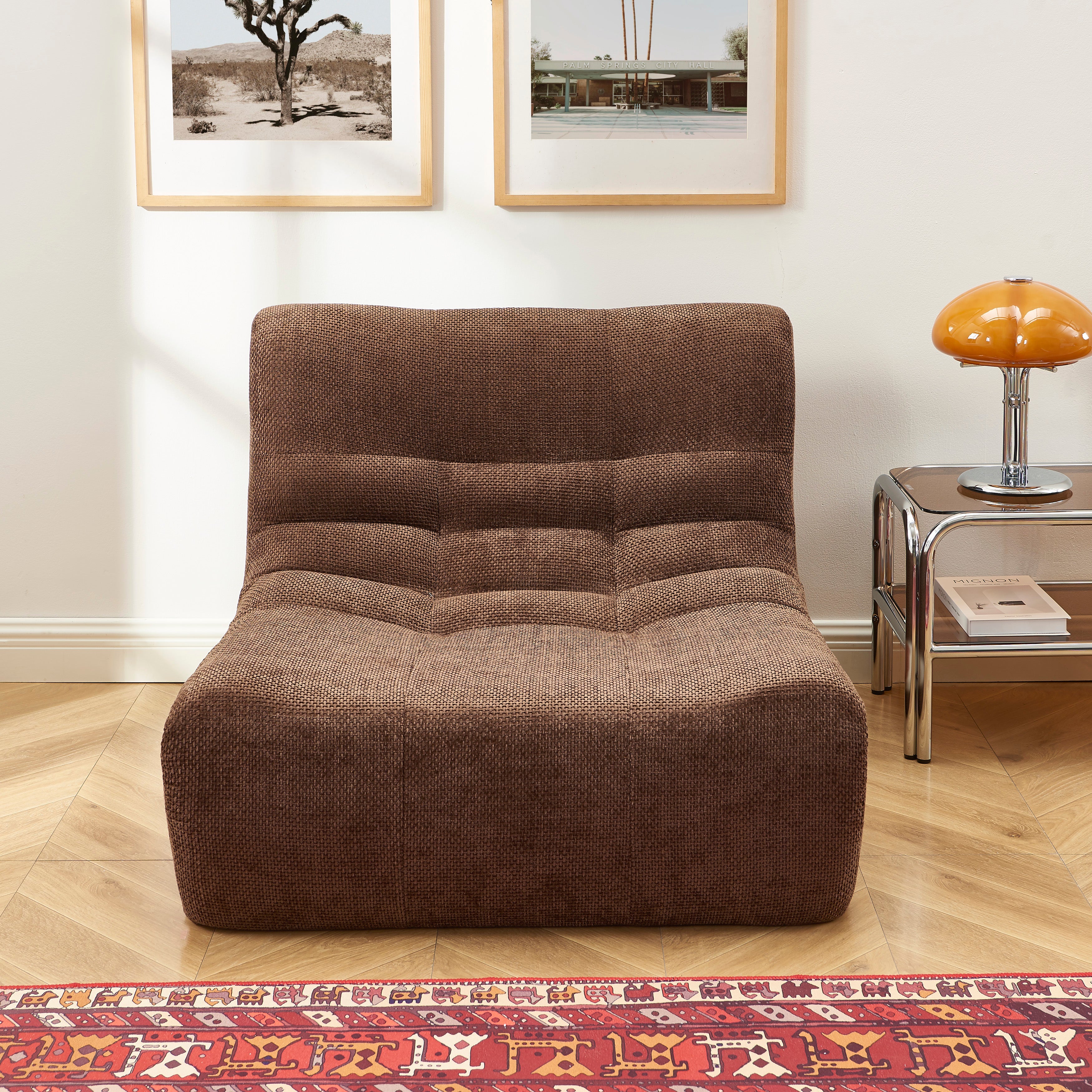 Janis - Modular 1-Seat Armchair - Chenille Fabric - Brown