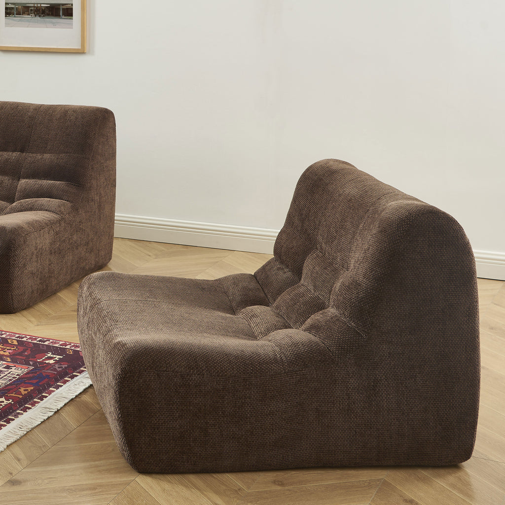 Janis - Modular 1-Seat Armchair - Chenille Fabric - Brown