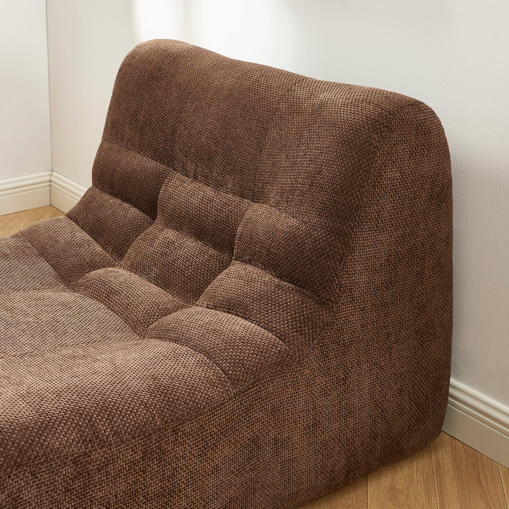 Janis - Modular 1-Seat Armchair - Chenille Fabric - Brown