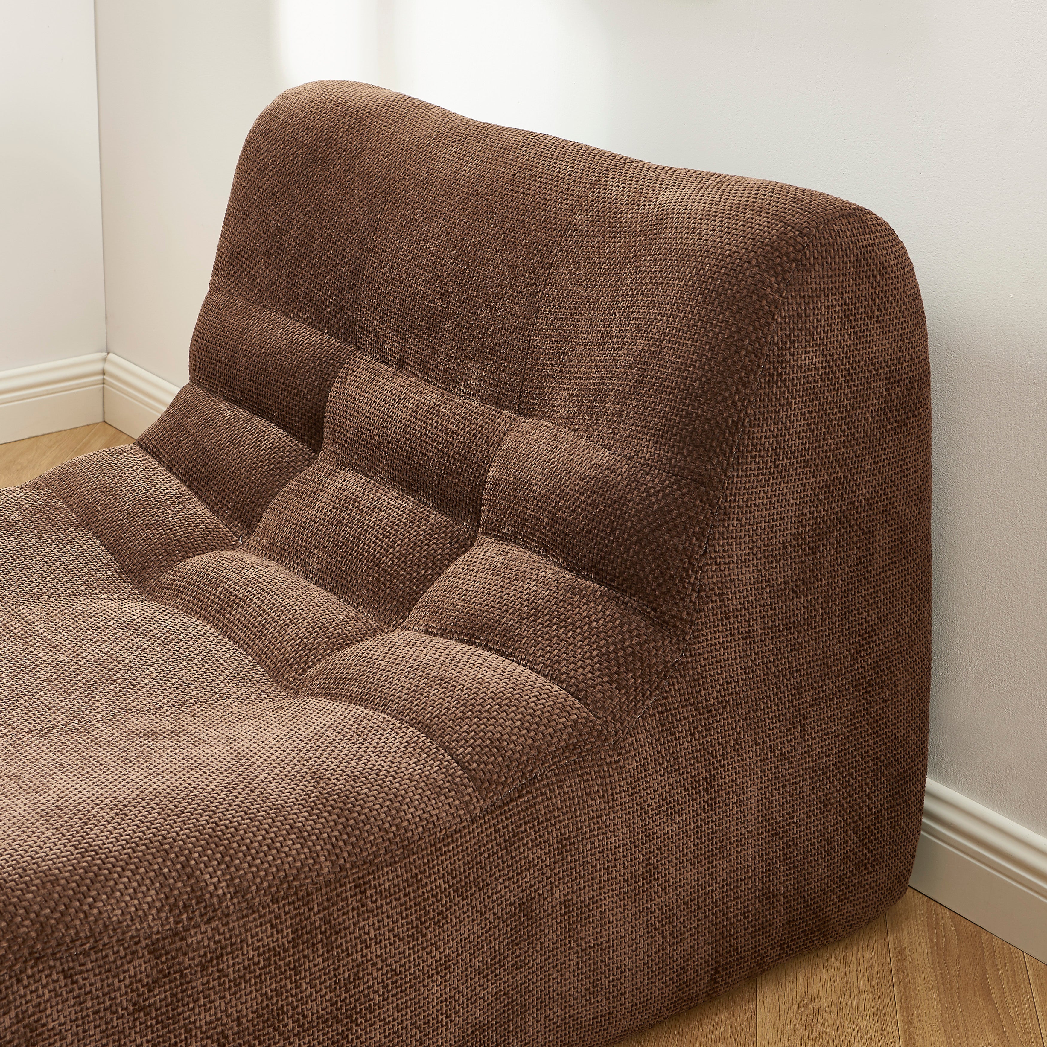 Janis - Modular 1-Seat Armchair - Chenille Fabric - Brown