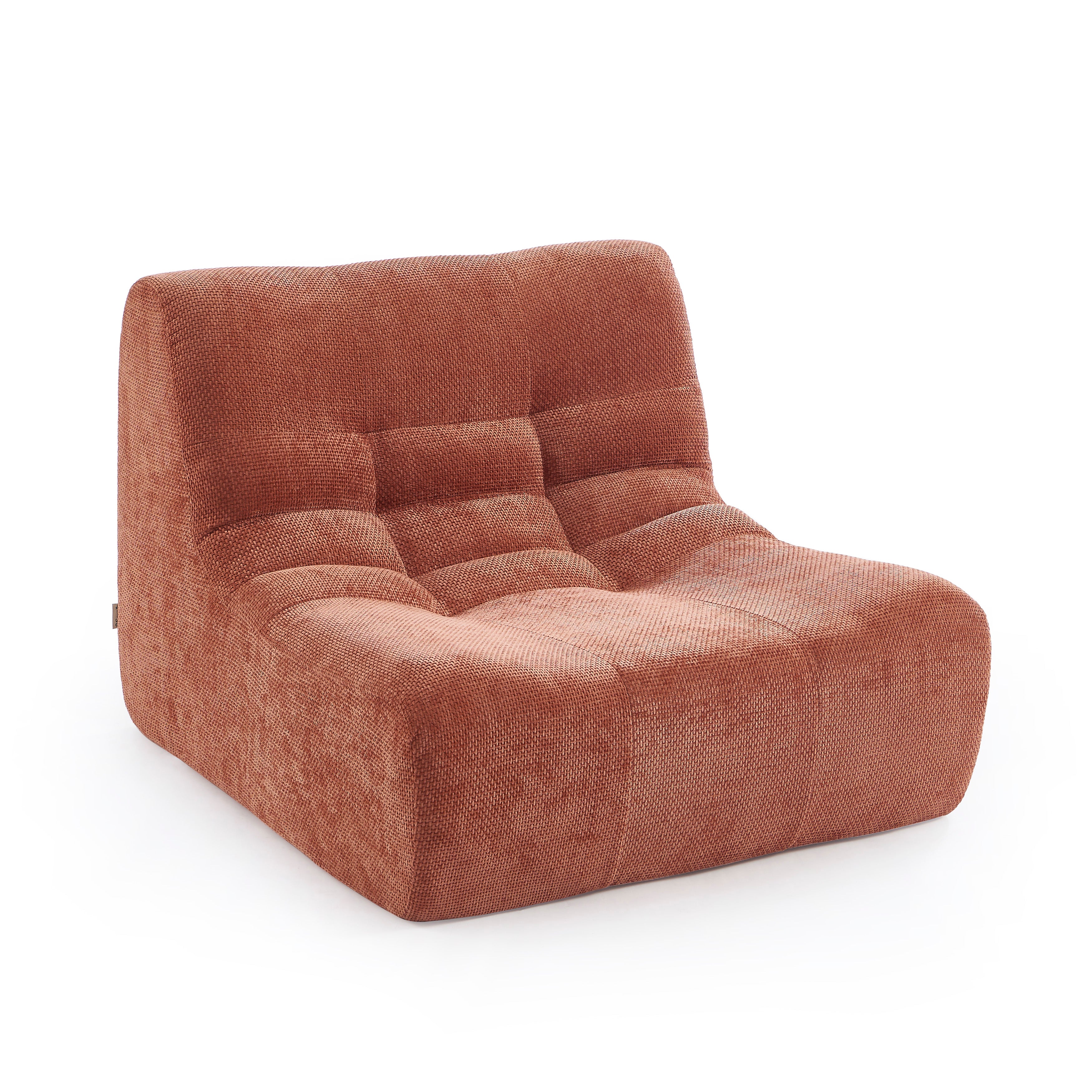 Janis - Modular Armchair 1 Seater - Chenille Fabric - Terracotta