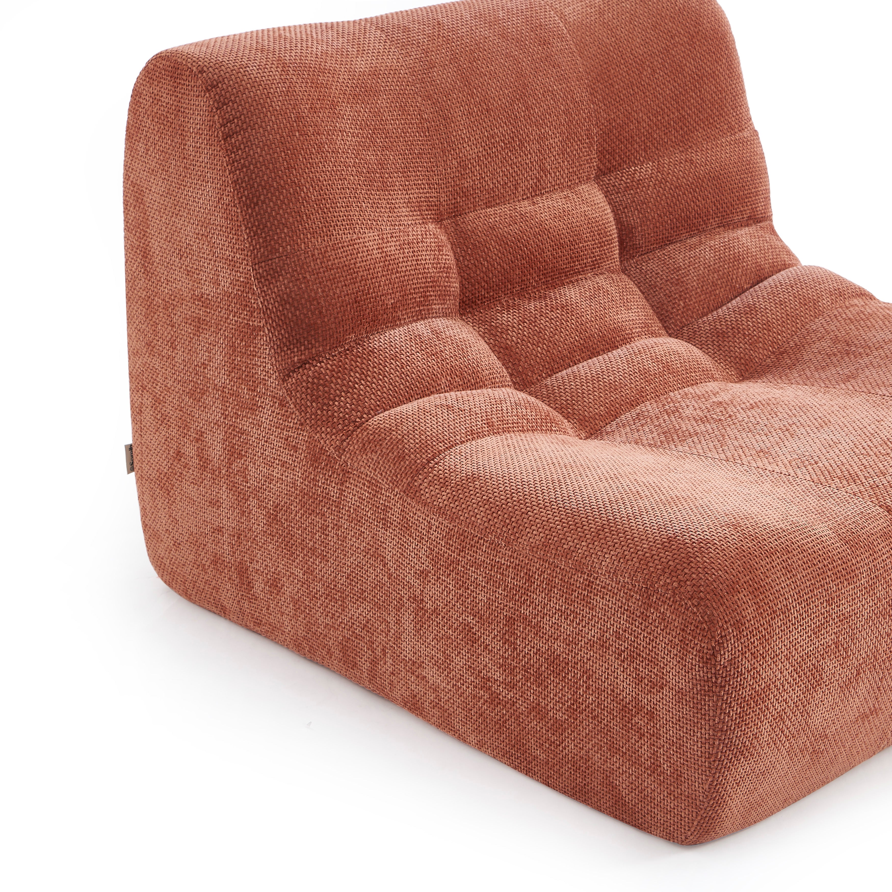 Janis - Modular Armchair 1 Seater - Chenille Fabric - Terracotta