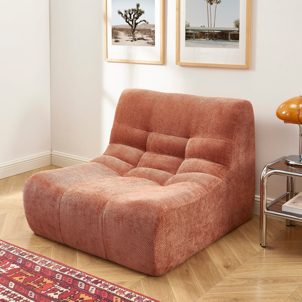 Janis - Modular Armchair 1 Seater - Chenille Fabric - Terracotta