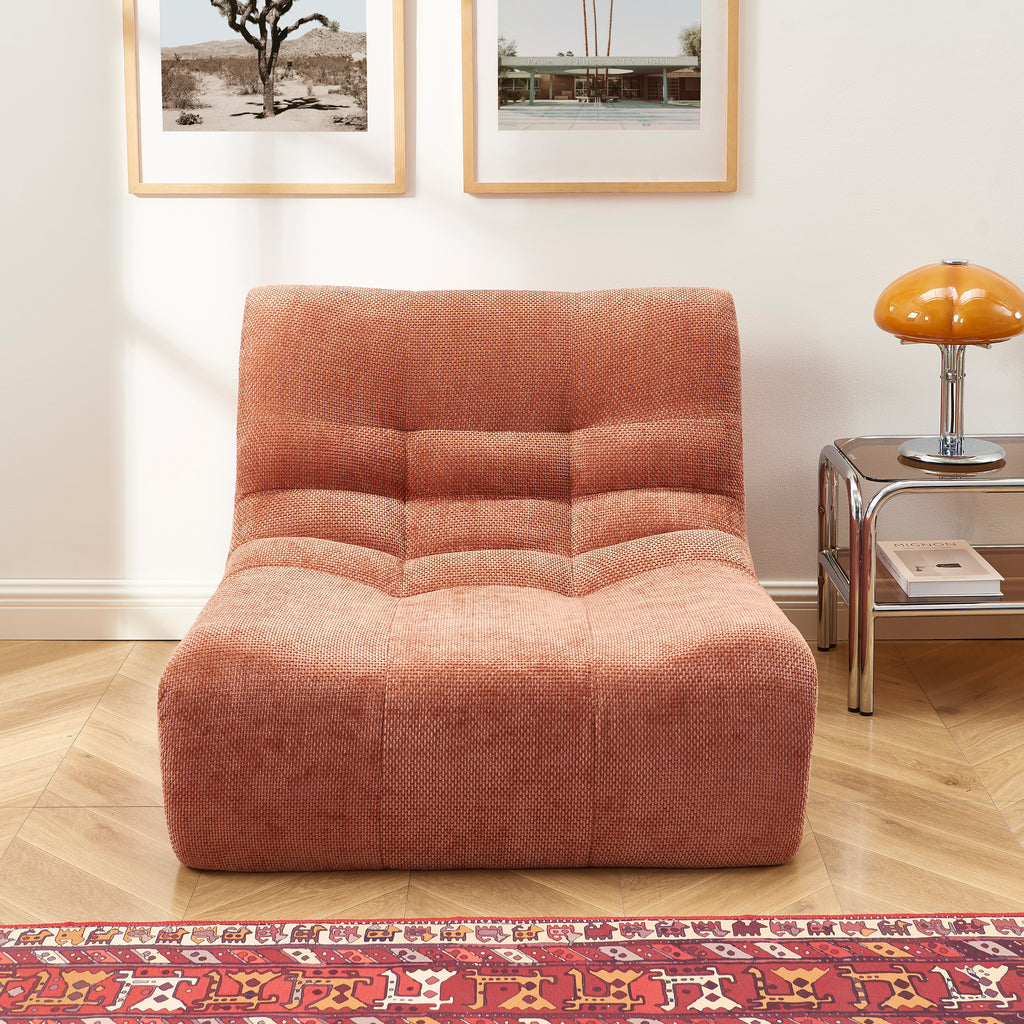 Janis - Modular Armchair 1 Seater - Chenille Fabric - Terracotta
