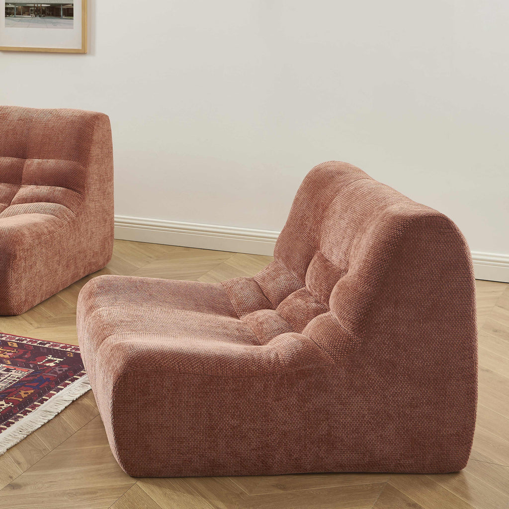Janis - Modular Armchair 1 Seater - Chenille Fabric - Terracotta