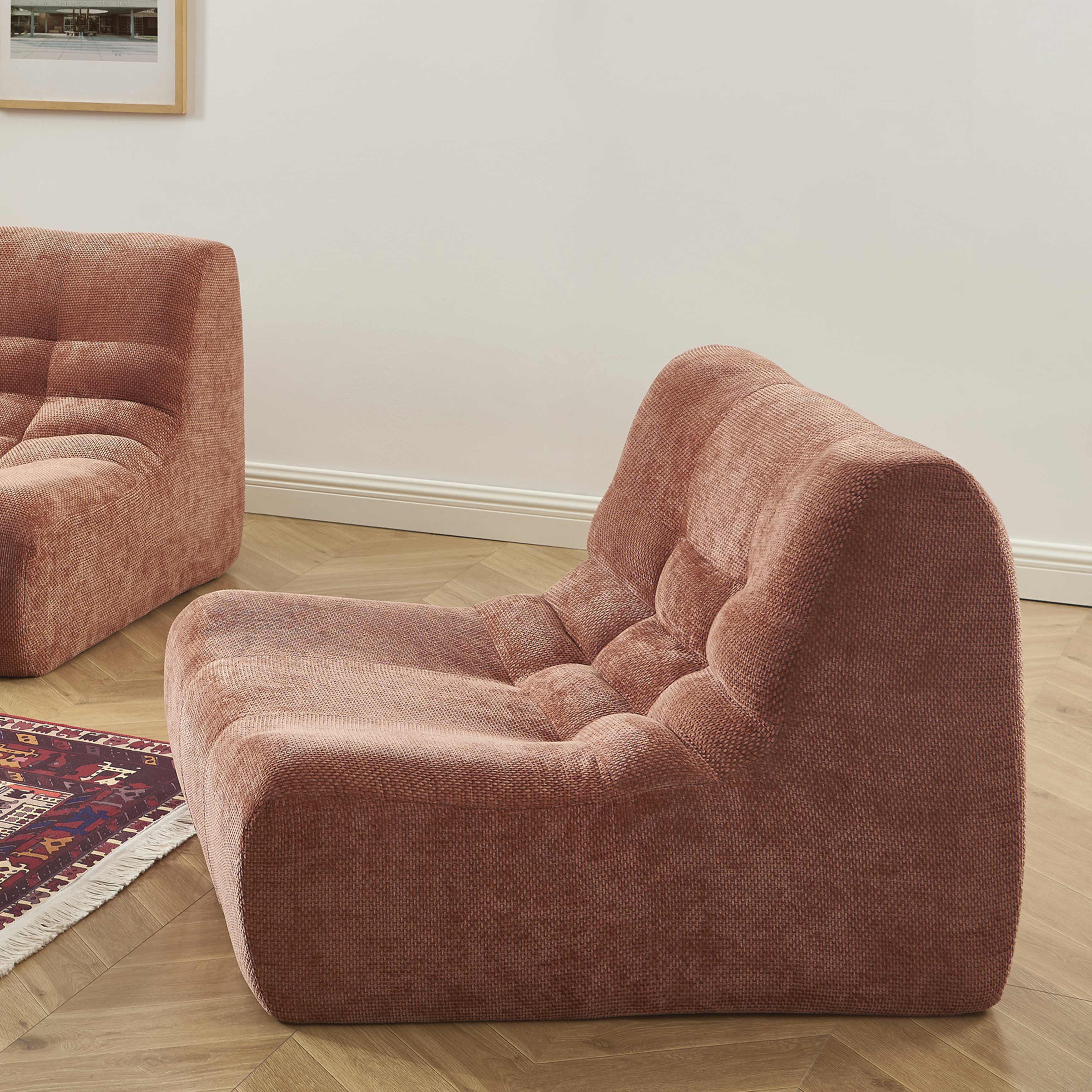Janis - Modular Armchair 1 Seater - Chenille Fabric - Terracotta