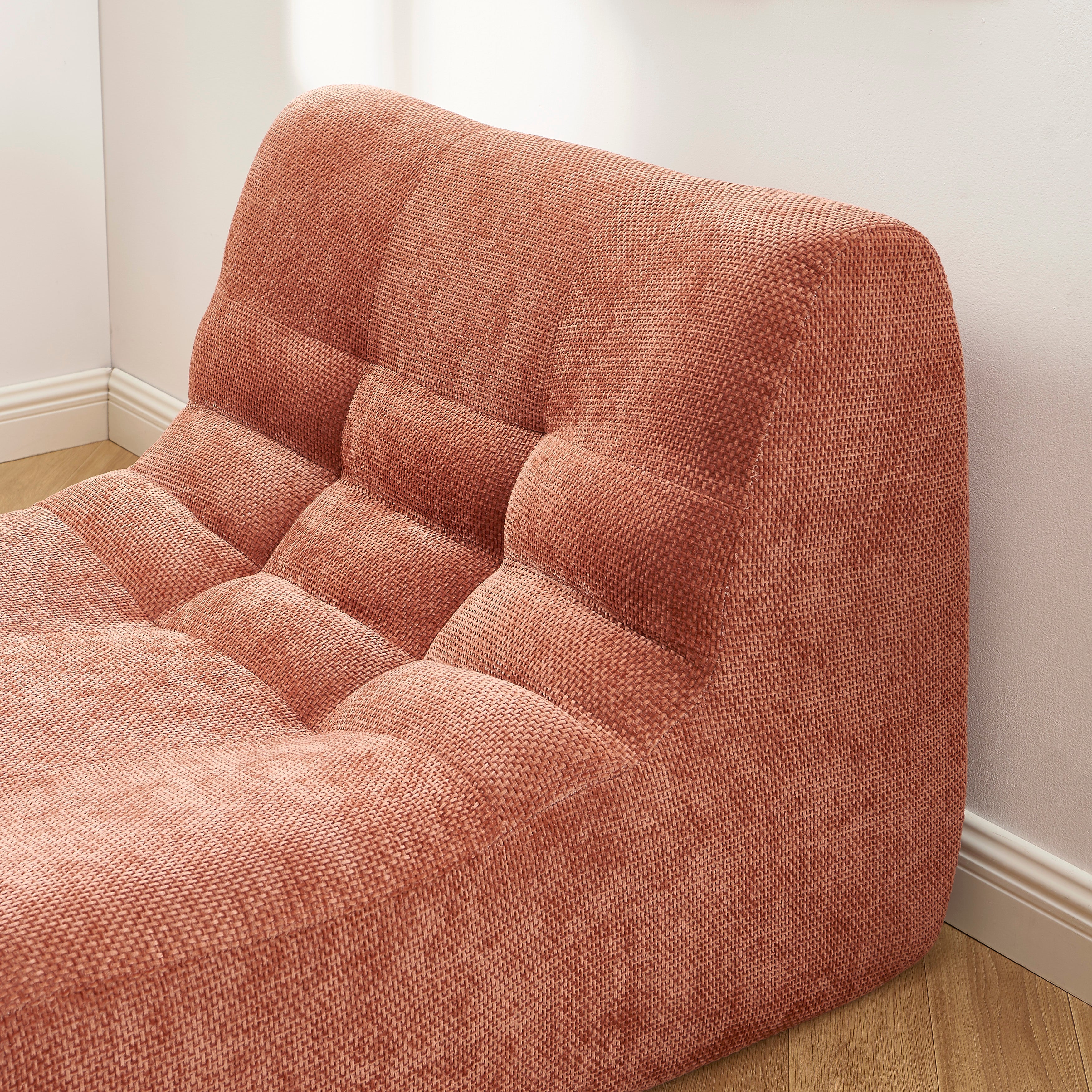 Janis - Modular Armchair 1 Seater - Chenille Fabric - Terracotta