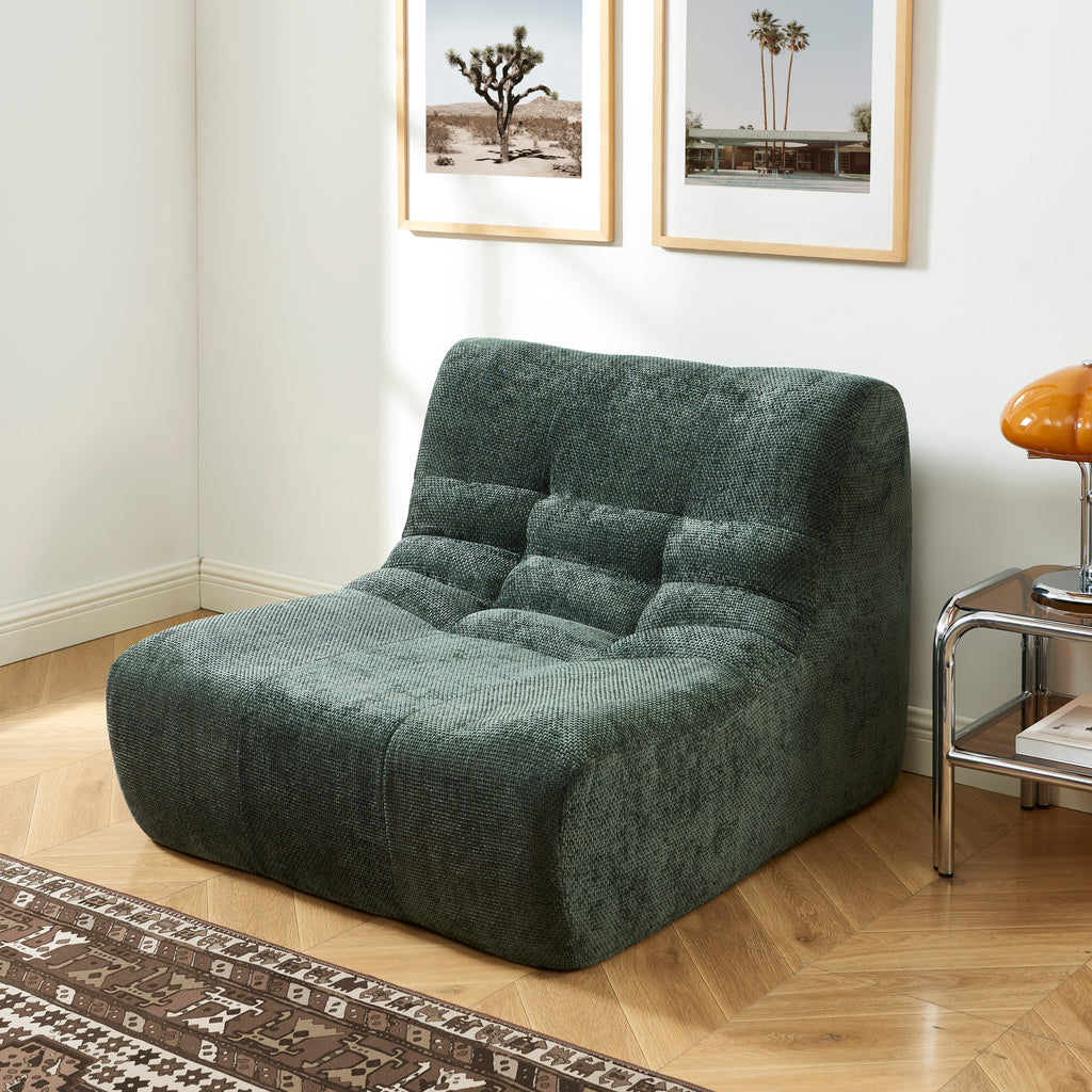 Janis - Modular 1-Seater Armchair - Chenille Fabric - Green