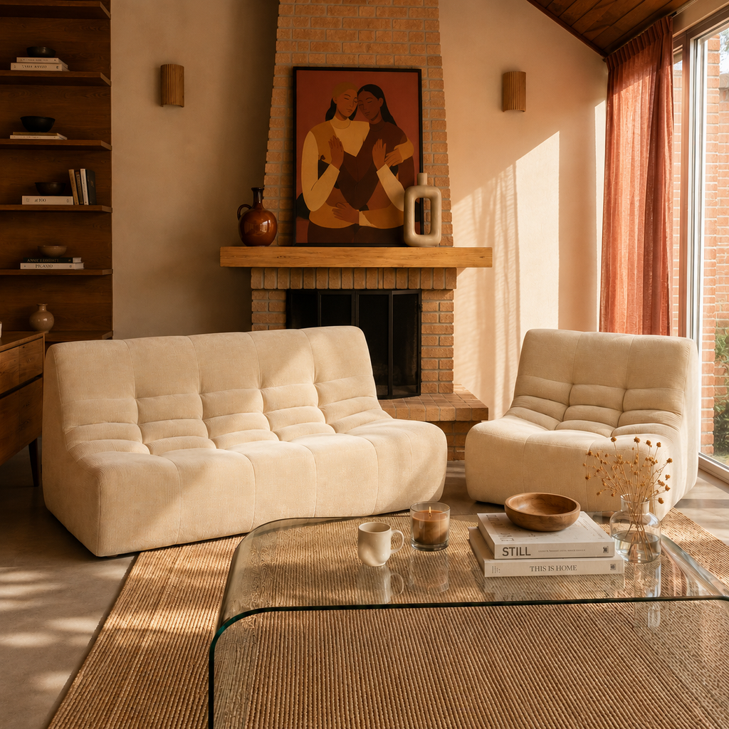 Janis - 2-Seater Bench - Velvet - Beige