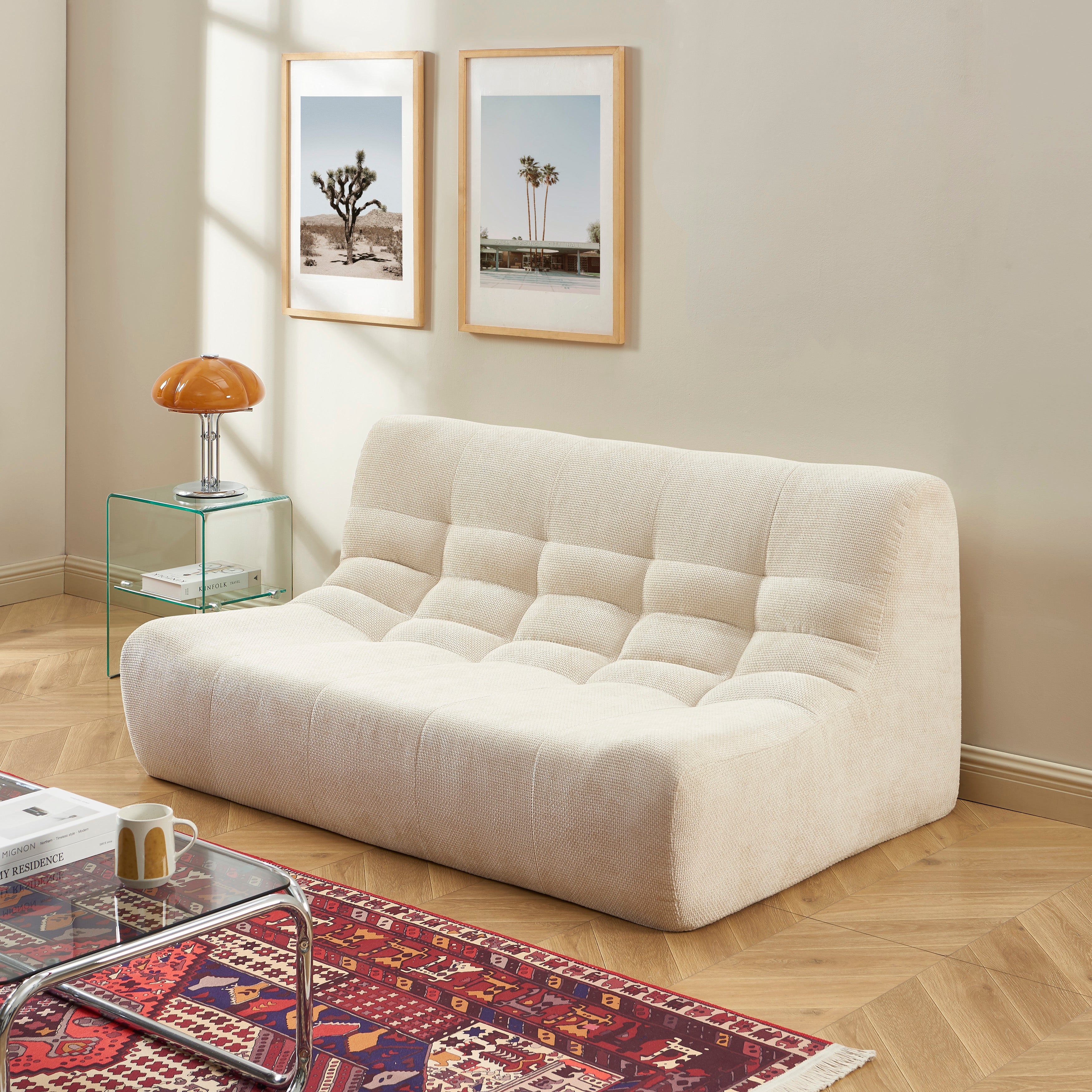 Janis - Banqueta Modular 2 Plazas - Tejido Chenilla - Crudo