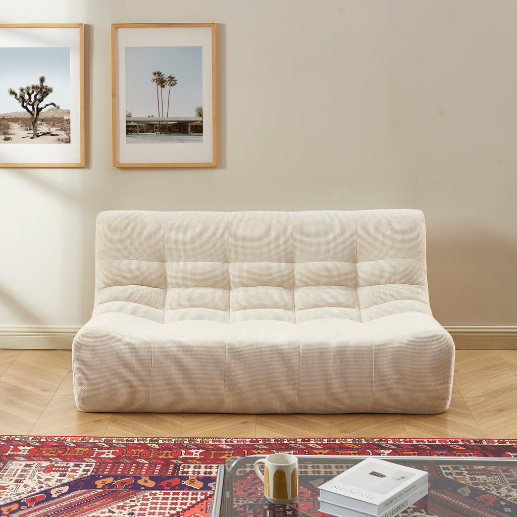 Janis - Banqueta Modular 2 Plazas - Tejido Chenilla - Crudo