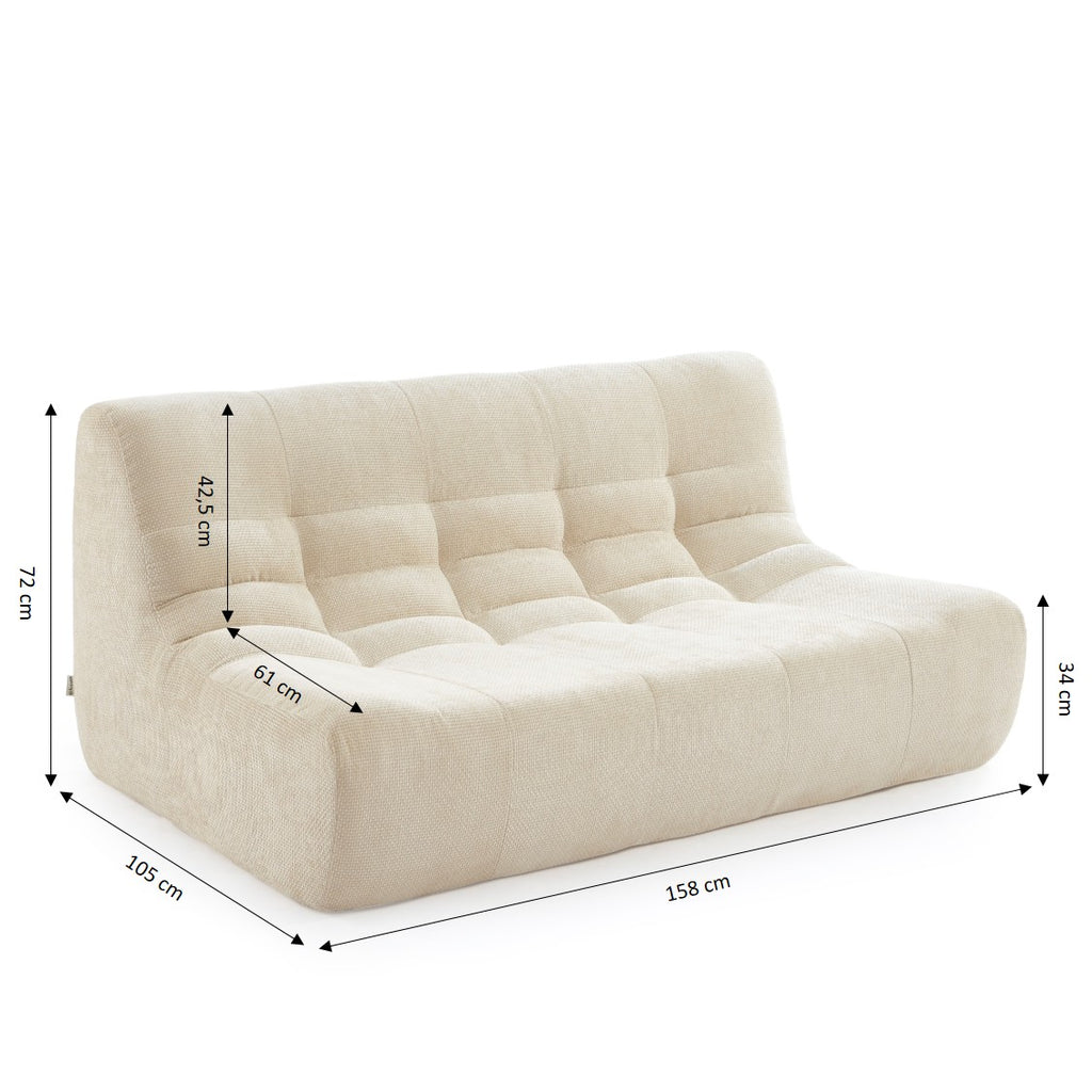 Janis - Banqueta Modular 2 Plazas - Tejido Chenilla - Crudo