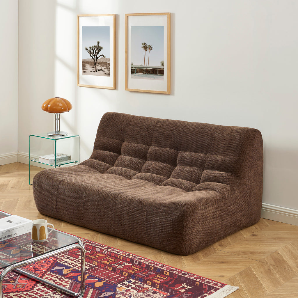 Janis - Modular Bench Seat 2 Seater - Chenille Fabric - Brown