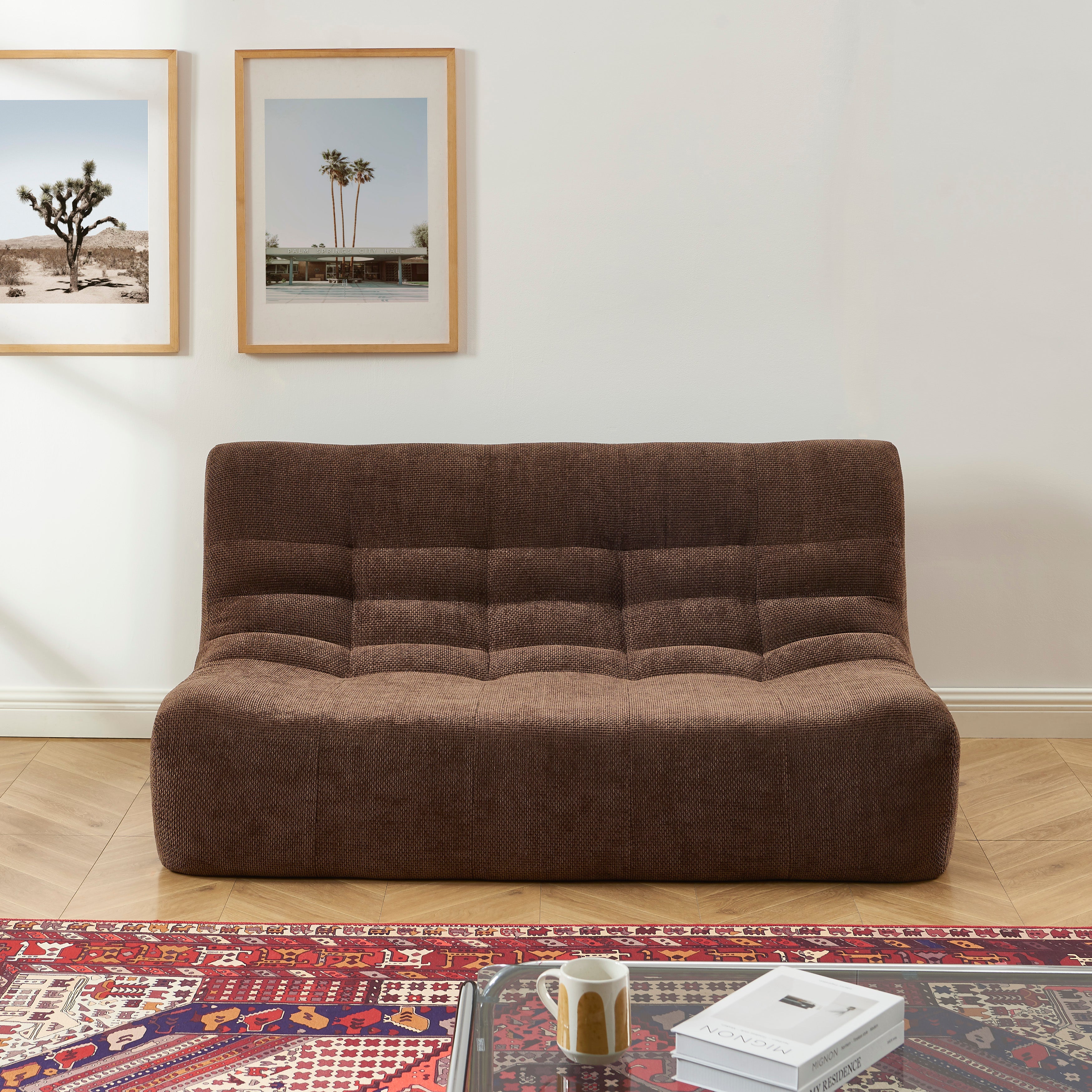 Janis - Modular Bench Seat 2 Seater - Chenille Fabric - Brown