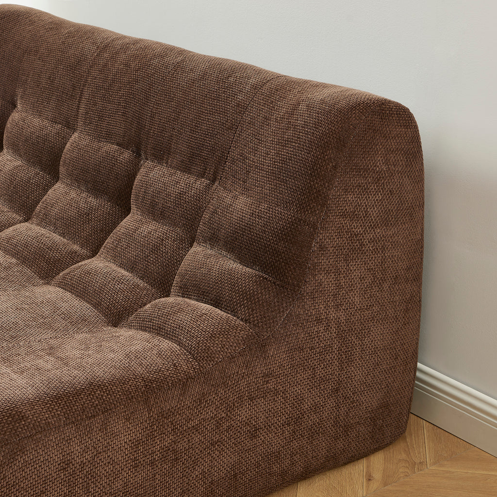 Janis - Modular Bench Seat 2 Seater - Chenille Fabric - Brown