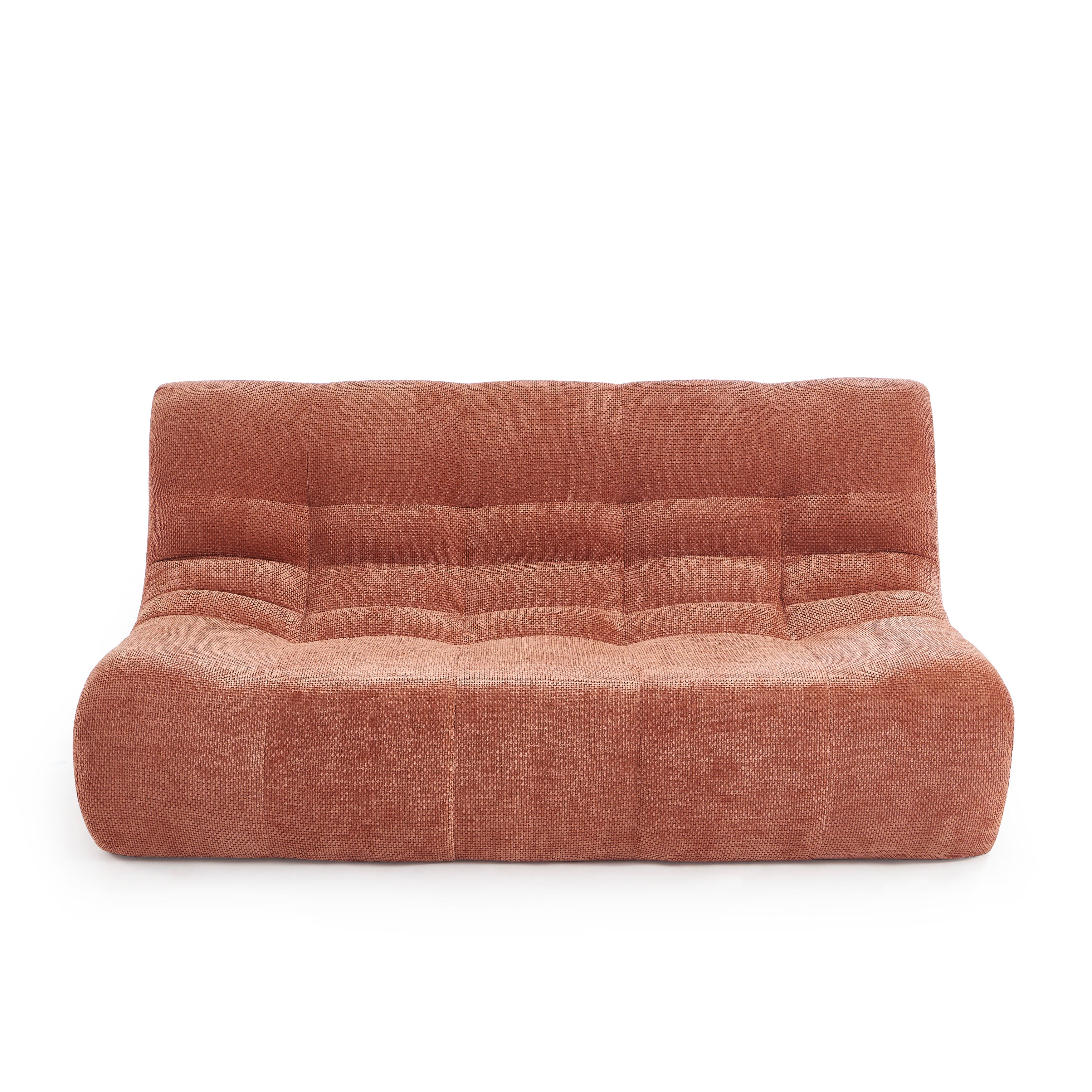 Janis - Modular 2-Seat Bench - Chenille Fabric - Terracotta