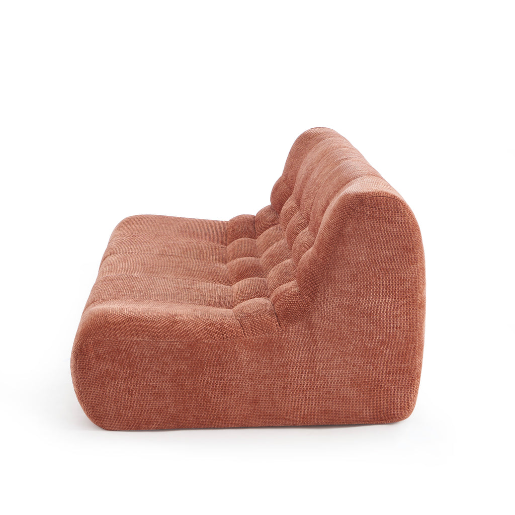 Janis - Modular 2-Seat Bench - Chenille Fabric - Terracotta