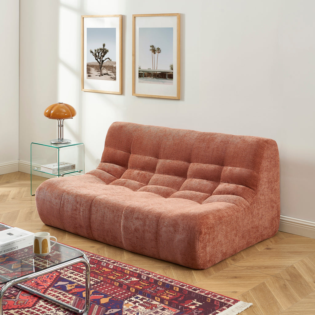 Janis - Modular 2-Seat Bench - Chenille Fabric - Terracotta