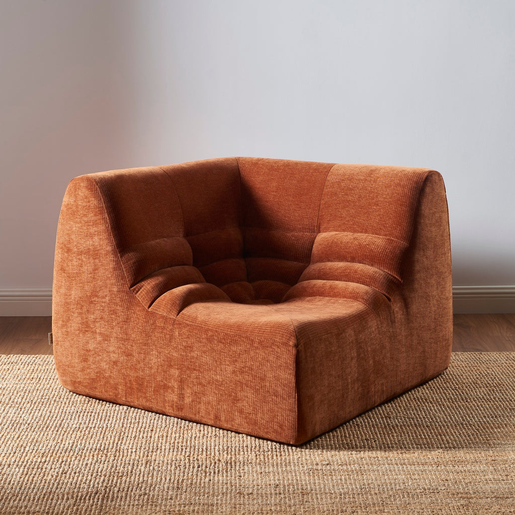Janis - Modular Corner Armchair - Velvet - Terracotta