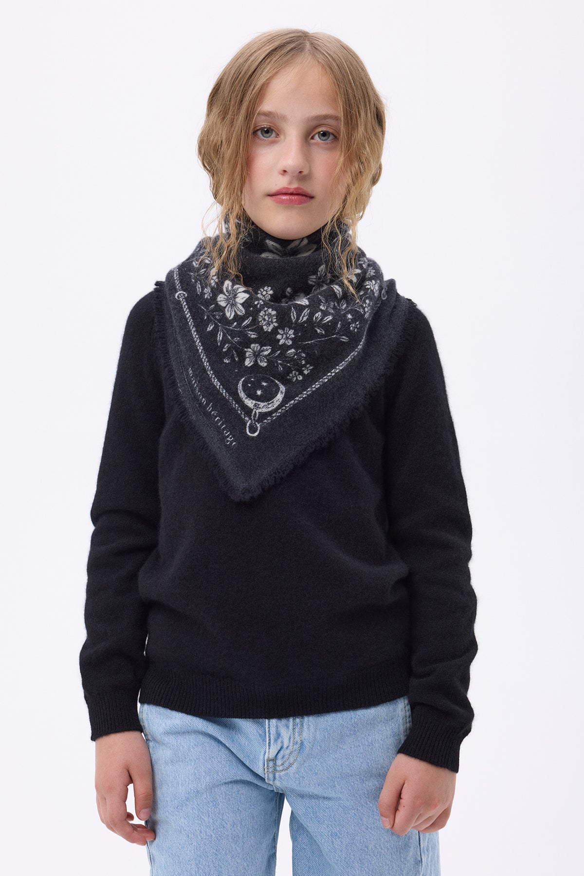 Petit Bandana Jardin De Minuit - Noir Blanc - Enfant
