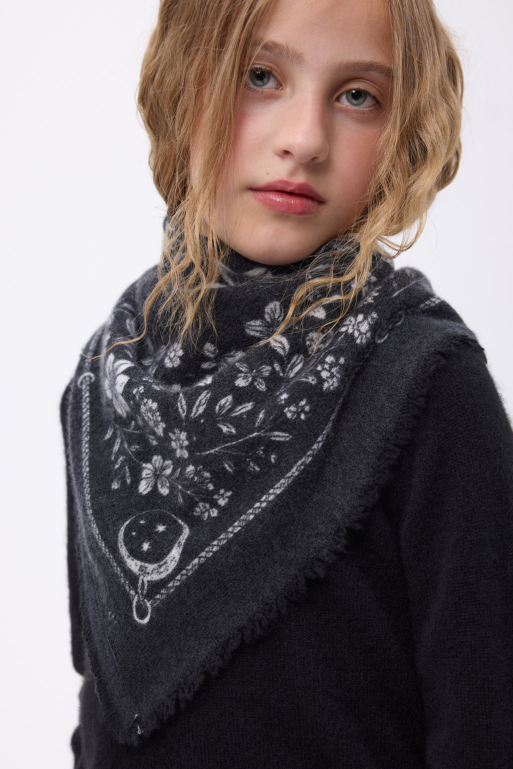 Petit Bandana Jardin De Minuit - Noir Blanc - Enfant