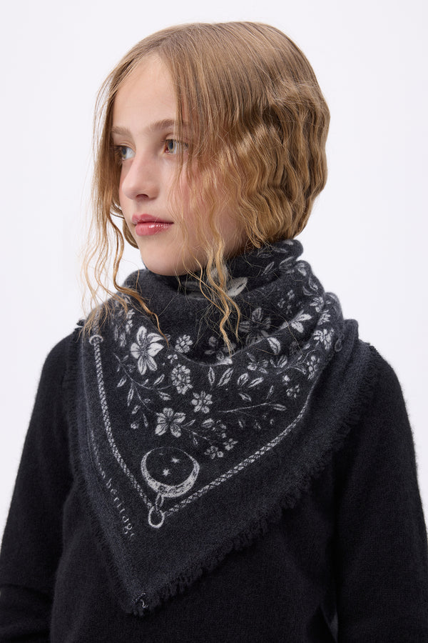 Petit Bandana Jardin De Minuit - Noir Blanc - Enfant