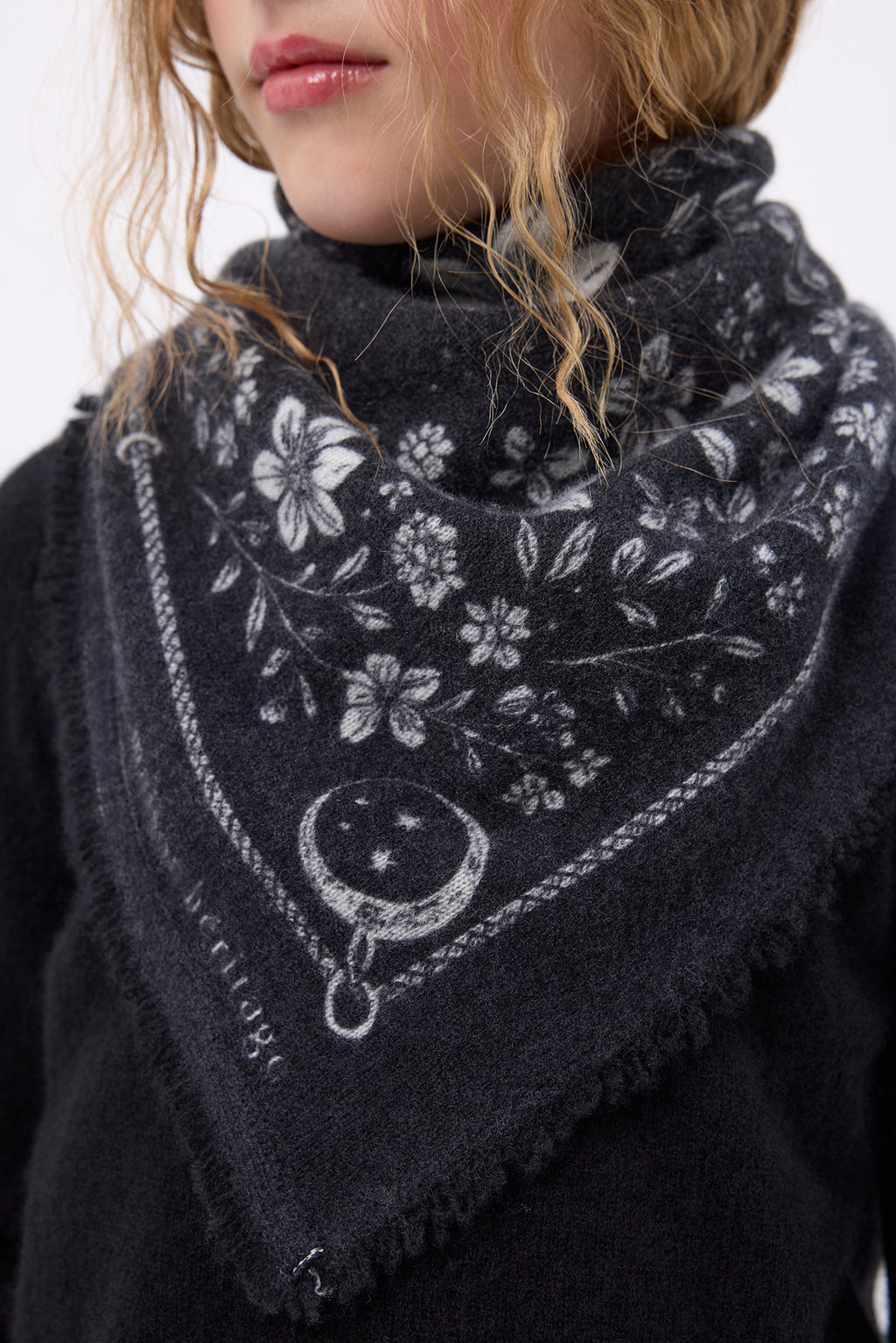 Petit Bandana Jardin De Minuit - Noir Blanc - Enfant