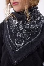 Petit Bandana Jardin De Minuit - Noir Blanc - Enfant